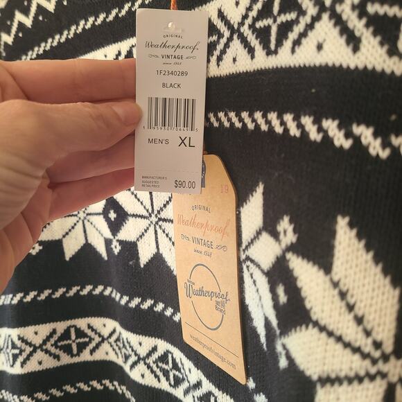 Weatherproof Vintage Mens Fair Isle Snowflake No Pullover Sweater Black Size XL - Picture 2 of 5